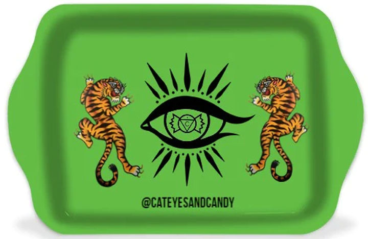 Cat Eyes and Candy Green Tiger Rolling Tray